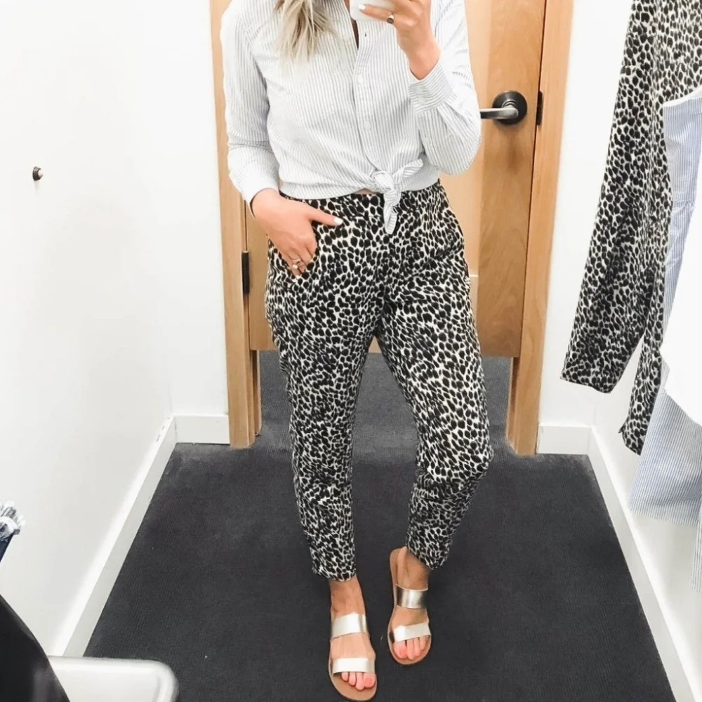 J.Crew Leopard Print High Rise Slim Ankle Pants Size 0